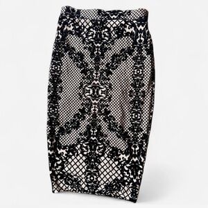 AKIRA Black Embellished Midi Pencil Skirt